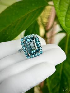 NHẪN BẠC 92.5 FULL ĐÁ TOPAZ LONDON TỰ NHIÊN
