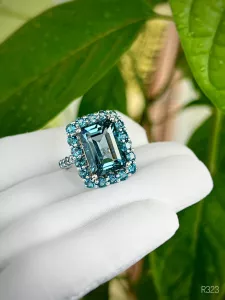 NHẪN BẠC 92.5 FULL ĐÁ TOPAZ LONDON TỰ NHIÊN