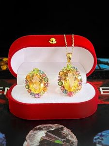 BỘ NHẪN + MẶT DÂY BẠC 92.5 ĐÁ CITRINE TỰ NHIÊN