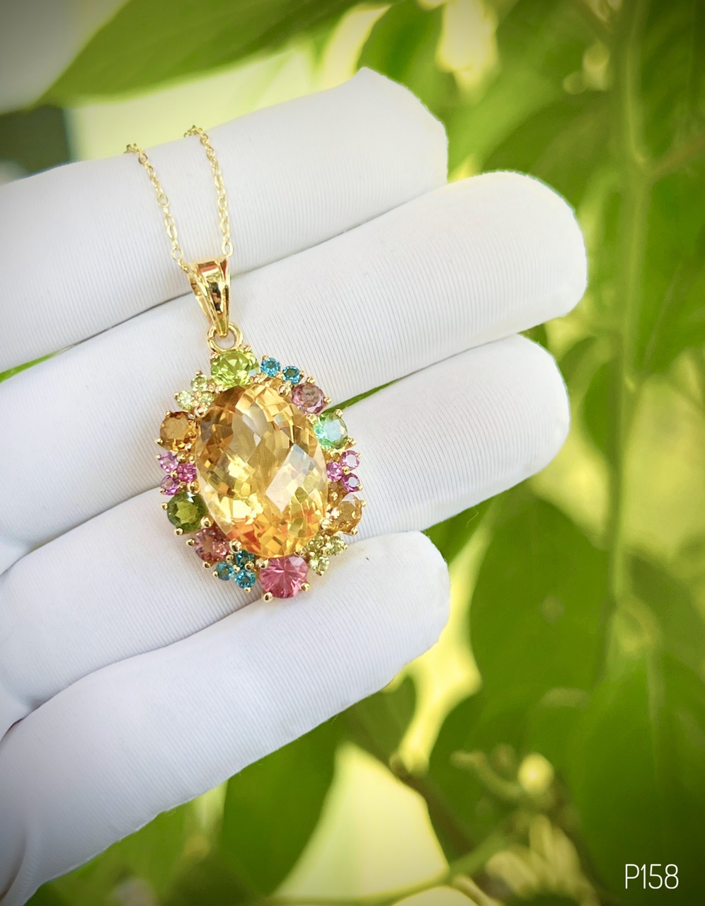 MẶT DÂY BẠC XI ĐÁ CITRINE TỰ NHIÊN