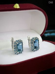 KHUYÊN TAI BẠC FULL ĐÁ TOPAZ LONDON TỰ NHIÊN
