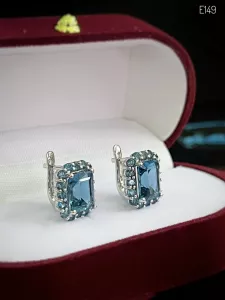 KHUYÊN TAI BẠC FULL ĐÁ TOPAZ LONDON TỰ NHIÊN