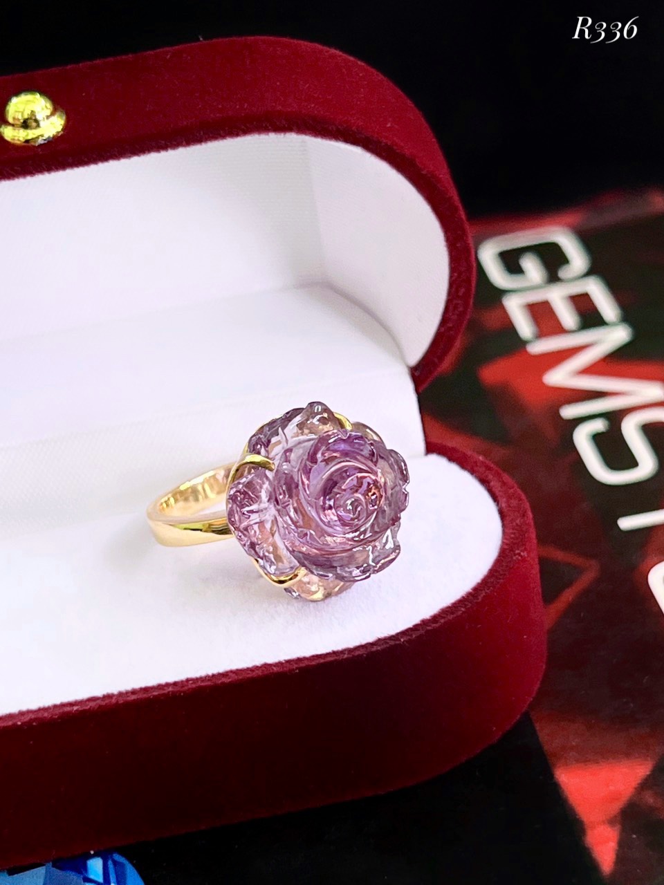 NHẪN BẠC 92.5 XI VÀNG HOA HỒNG ĐÁ AMETHYST - THẠCH ANH TÍM TỰ NHIÊN