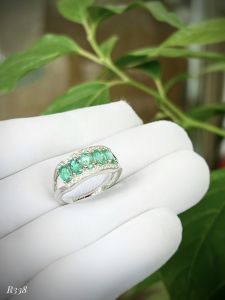 NHẪN BẠC 92.5 ĐÁ EMERALD - NGỌC LỤC BẢO TỰ NHIÊN