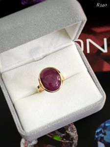 NHẪN BẠC 92.5 XI VÀNG  ĐÁ RUBY NAM PHI TỰ NHIÊN