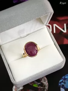 NHẪN BẠC 92.5 XI VÀNG  ĐÁ RUBY NAM PHI TỰ NHIÊN