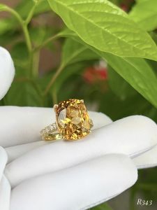 NHẪN BẠC 92.5 XI VÀNG  ĐÁ CITRINE - THẠCH ANH VÀNG TỰ NHIÊN