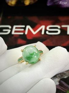 NHẪN BẠC 92.5 XI VÀNG NGỌC JADEITE A TỰ NHIÊN