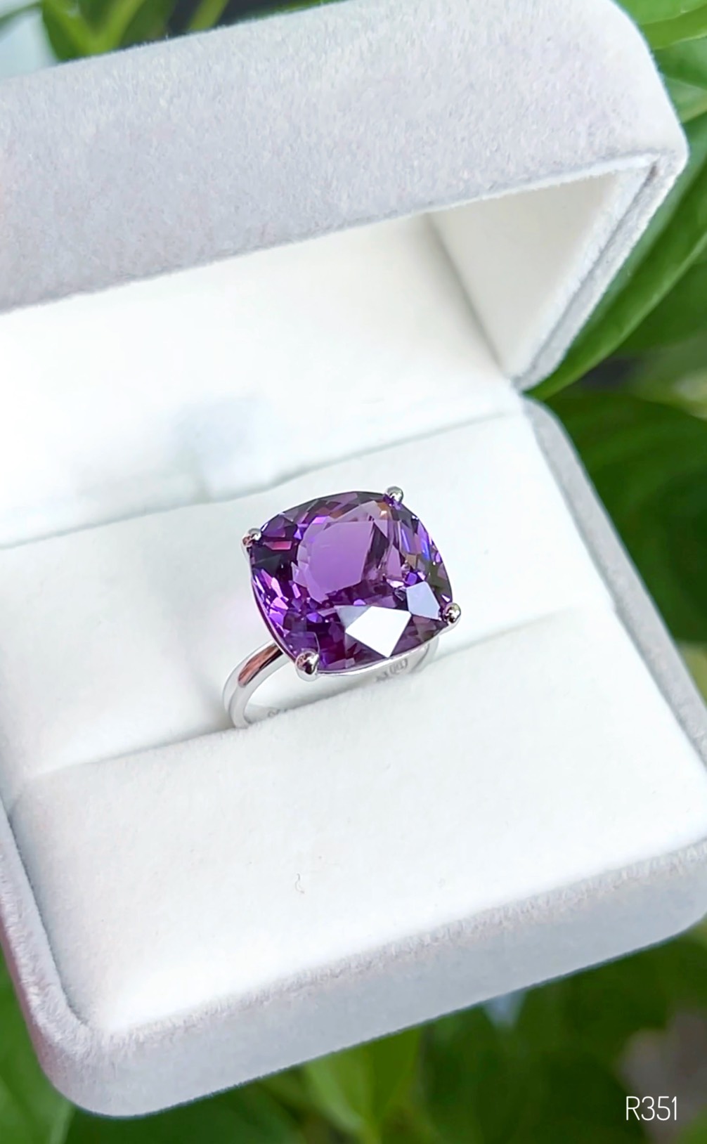 NHẪN BẠC 92.5 ĐÁ AMETHYST - THẠCH ANH TÍM TỰ NHIÊN