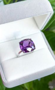 NHẪN BẠC 92.5 ĐÁ AMETHYST - THẠCH ANH TÍM TỰ NHIÊN