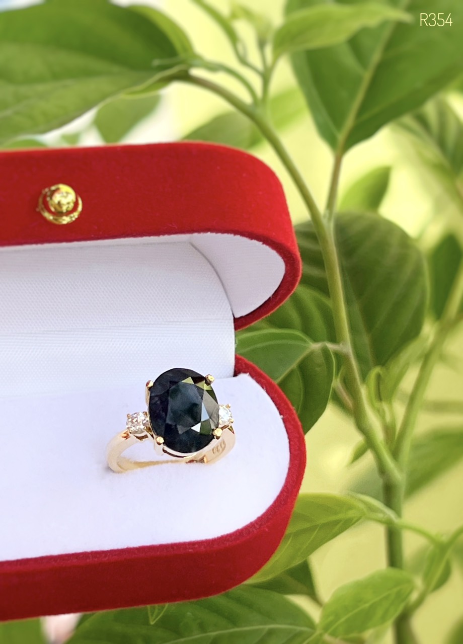 NHẪN BẠC 92.5 XI VÀNG  ĐÁ SAPPHIRE TỰ NHIÊN
