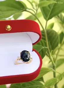 NHẪN BẠC 92.5 XI VÀNG  ĐÁ SAPPHIRE TỰ NHIÊN