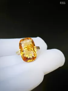 NHẪN BẠC 92.5 XI VÀNG ĐÁ CITRINE - THẠCH ANH VÀNG TỰ NHIÊN
