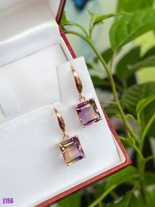 KHUYÊN TAI BẠC XI ĐÁ AMETRINE TỰ NHIÊN