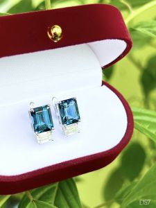 KHUYÊN TAI BẠC ĐÁ TOPAZ LONDON TỰ NHIÊN