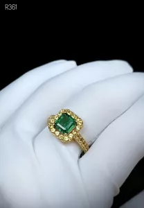 NHẪN BẠC 92.5 XI VÀNG ĐÁ EMERALD - NGỌC LỤC BẢO KẾT SAPPHIRE TỰ NHIÊN