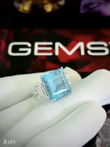 NHẪN BẠC 92.5 ĐÁ AQUAMARINE TỰ NHIÊN