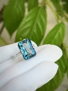 NHẪN BẠC 92.5 ĐÁ TOPAZ LONDON TỰ NHIÊN