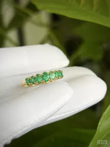 NHẪN BẠC 92.5 XI VÀNG  ĐÁ EMERALD - NGỌC LỤC BẢO TỰ NHIÊN