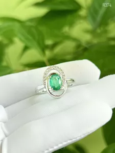 NHẪN BẠC 92.5  ĐÁ EMERALD - NGỌC LỤC BẢO TỰ NHIÊN
