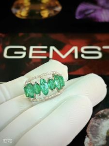 NHẪN BẠC 92.5  ĐÁ EMERALD - NGỌC LỤC BẢO TỰ NHIÊN