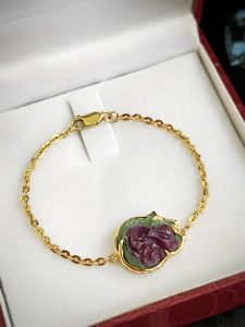 LẮC TAY BẠC XI HỒ LY ĐÁ RUBY ZOISITE TỰ NHIÊN