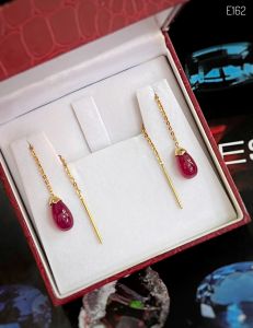 KHUYÊN TAI BẠC XI  ĐÁ RUBY TỰ NHIÊN