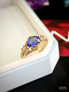 NHẪN BẠC 92.5 XI VÀNG ĐÁ TANZANITE TỰ NHIÊN