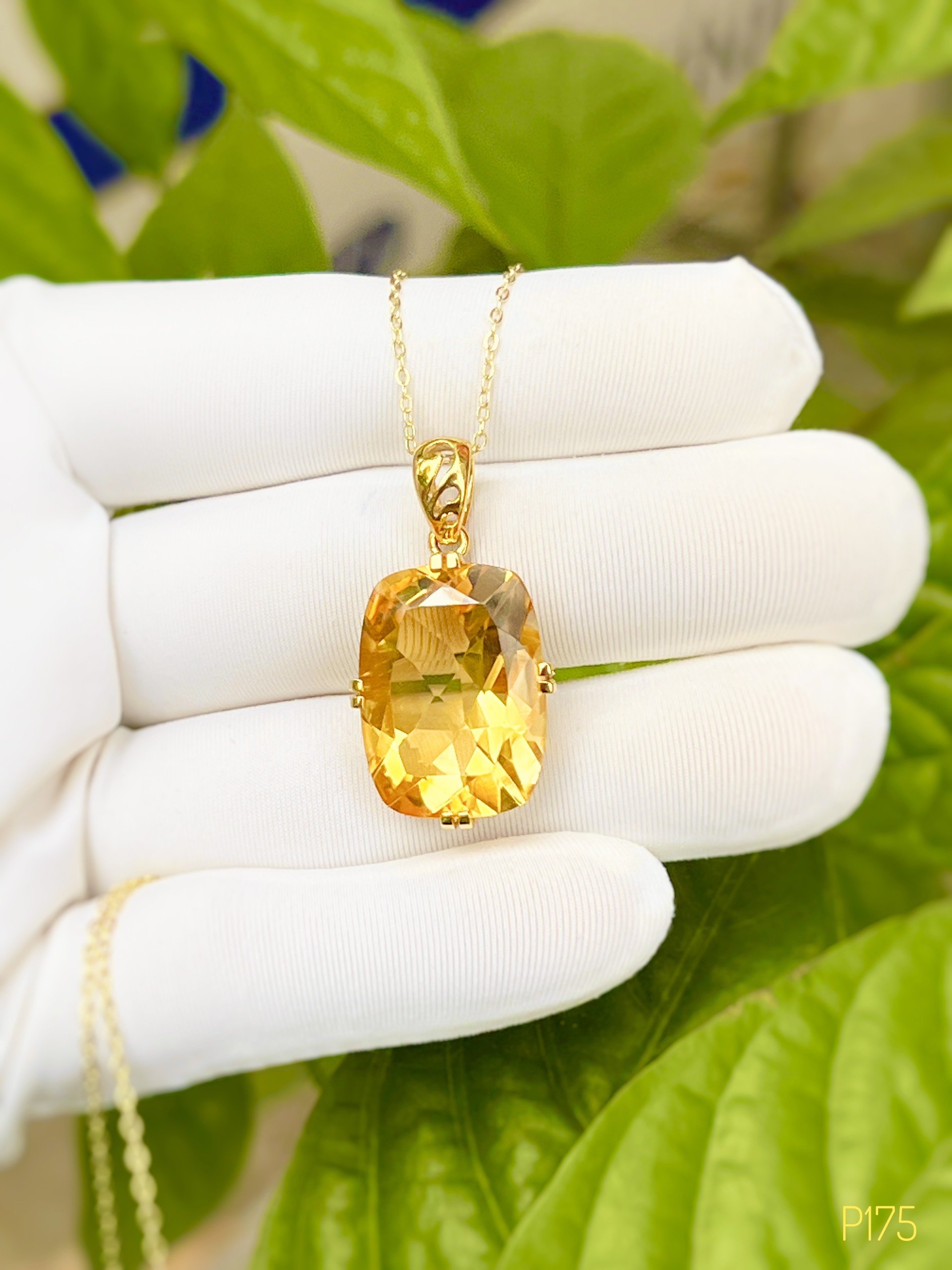 MẶT DÂY BẠC XI ĐÁ CITRINE-THẠCH ANH VÀNG TỰ NHIÊN