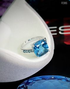 NHẪN BẠC 92.5 ĐÁ SWISS TOPAZ TỰ NHIÊN