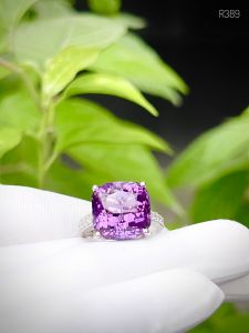 NHẪN BẠC 92.5 ĐÁ AMETHYST TỰ NHIÊN