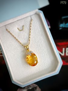 MẶT DÂY BẠC XI ĐÁ CITRINE - THẠCH ANH VÀNG TỰ NHIÊN