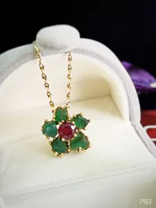 MẶT DÂY BẠC XI ĐÁ EMERALD - NGỌC LỤC BẢO & RUBY TỰ NHIÊN