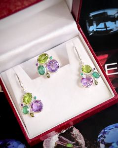 SET BẠC 92.5 EMERALD, AMETHYST& PERIDOT TỰ NHIÊN