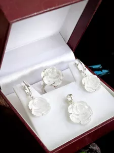 SET HOA HỒNG THẠCH ANH TRẮNG TỰ NHIÊN