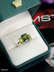 NHẪN BẠC 92.5 ĐÁ TOURMALINE & PERIDOT TỰ NHIÊN