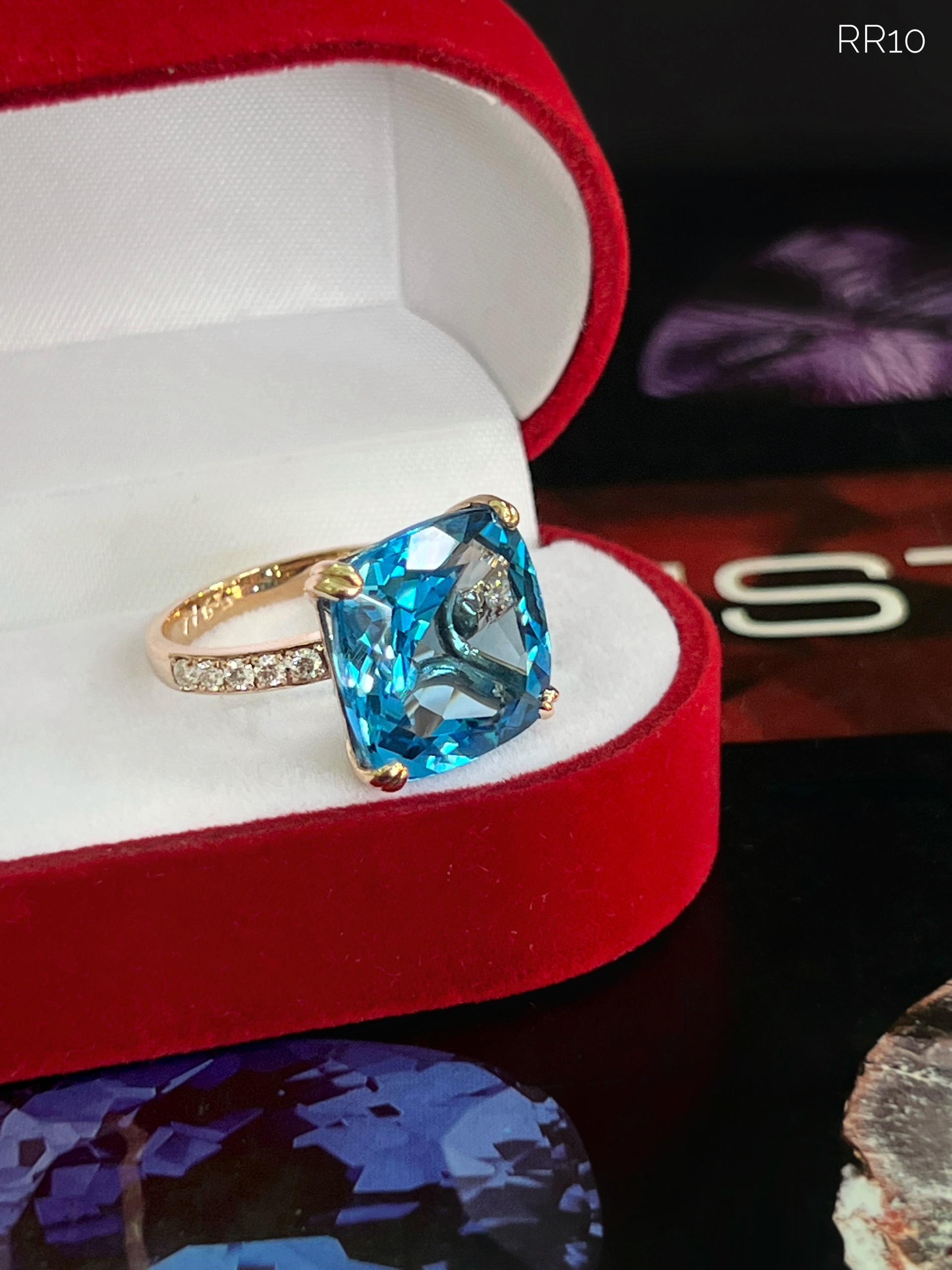 NHẪN BẠC 92.5 XI VÀNG ĐÁ SWISS TOPAZ TỰ NHIÊN