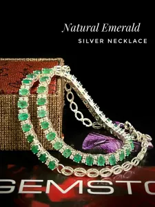 VÒNG CỔ BẠC ĐÁ EMERALD - NGỌC LỤC BẢO TỰ NHIÊN