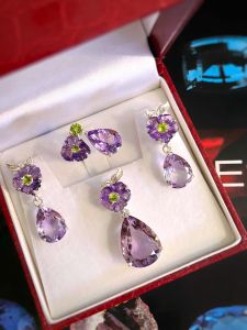 SET BẠC 92.5 ĐÁ AMETHYST & PERIDOT TỰ NHIÊN