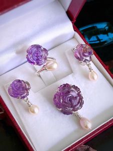 BỘ TRANG SỨC BẠC 92.5 AMETHYST & PEARL