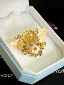 CÀI ÁO & MẶT DÂY 2 IN 1 HOA HỒNG ĐÁ CITRINE TỰ NHIÊN