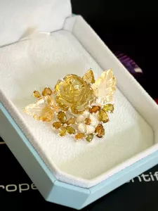 CÀI ÁO & MẶT DÂY 2 IN 1 HOA HỒNG ĐÁ CITRINE TỰ NHIÊN