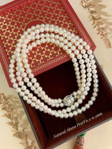 CHUỖI CỔ ĐÔI NGỌC TRAI AKOYA TỰ NHIÊN 6.3-6.5MM