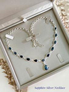 VÒNG CỔ BẠC 92.5 ĐÁ SAPPHIRE TỰ NHIÊN