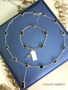 SET VÒNG CỔ & LẮC TAY BẠC ĐÁ SAPPHIRE TỰ NHIÊN