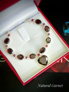 VÒN CỔ BẠC 92.5 ĐÁ GARNET TỰ NHIÊN