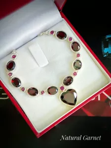 VÒN CỔ BẠC 92.5 ĐÁ GARNET TỰ NHIÊN