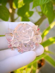 CÀI ÁO & MẶT DÂY 2 IN 1 BẠC 92.5 THẠCH ANH HỒNG TỰ NHIÊN