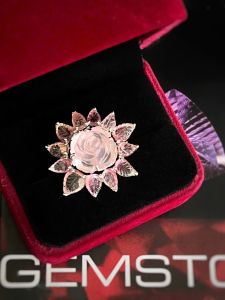 CÀI ÁO & MẶT DÂY 2 IN 1 BẠC 92.5 HOA HỒNG THẠCH ANH HỒNG, LÁ TOURMALINE TỰ NHIÊN