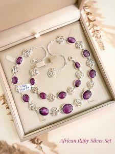 SET BẠC 92.5 ĐÁ RUBY NAM PHI TỰ NHIÊN